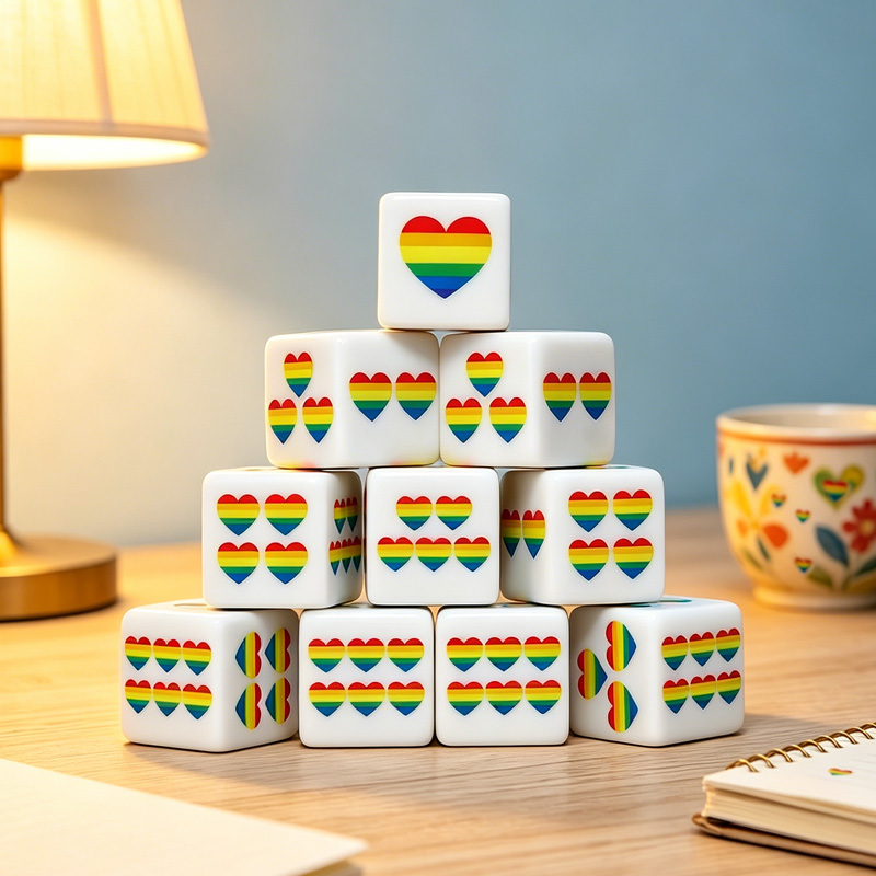 Board Game Live - CANDYPIXEL 12Pcs Rainbow Heart D6 dice,
