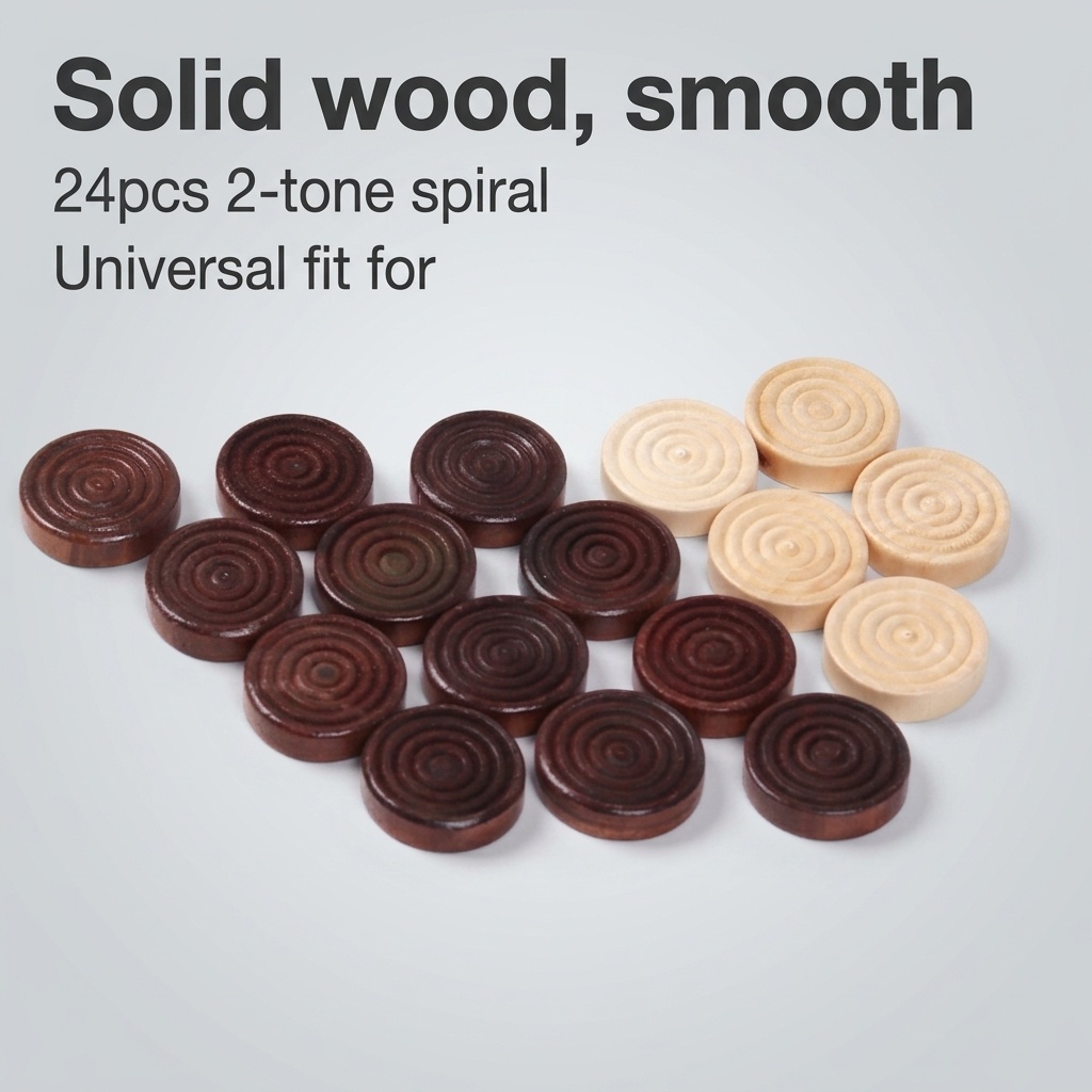 Board Game Vantage - 24 Pcs/Set Wooden Round Checkers Pieces