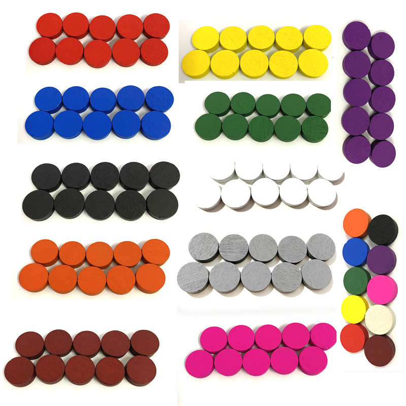 Board Game Dixit - 50pieces 15*5MM 11 Colors Wooden Disk