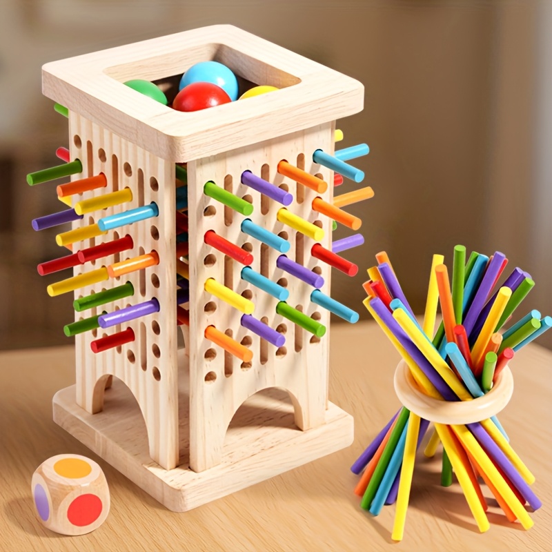 Board Game Family - Montessori Wooden Board Game Colorful Sticks