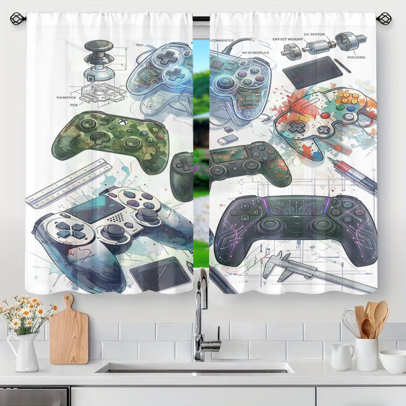 Board Game Cafe - Blueprint Game Controller Schematic Curtain Panel