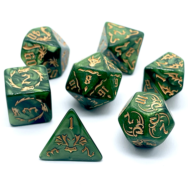 7Pcs Green Swirl Acrylic DND D - Board Game Live review and price