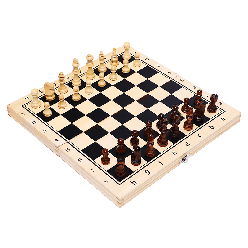Chess Board Three In 1 Wooden  - Board Game Quacks review and price