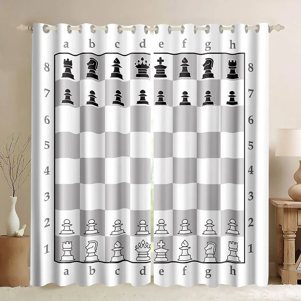 Chessboard  Window Curtains In - Board Game Cafe review and price