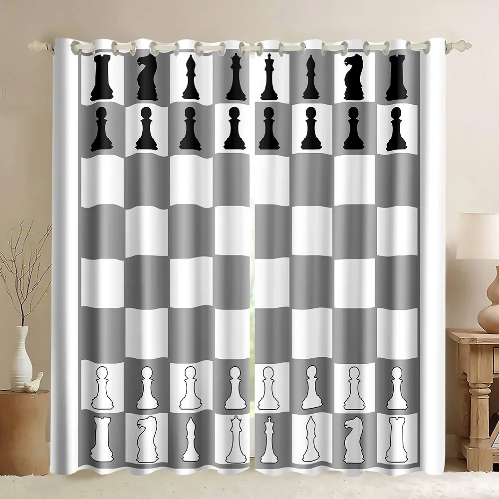 Chessboard  Window Curtains In - Board Game Cafe review and price