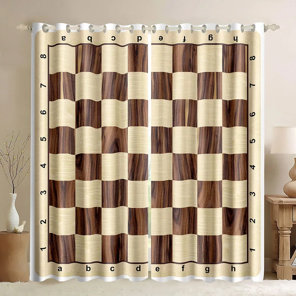 Chessboard  Window Curtains In - Board Game Cafe review and price