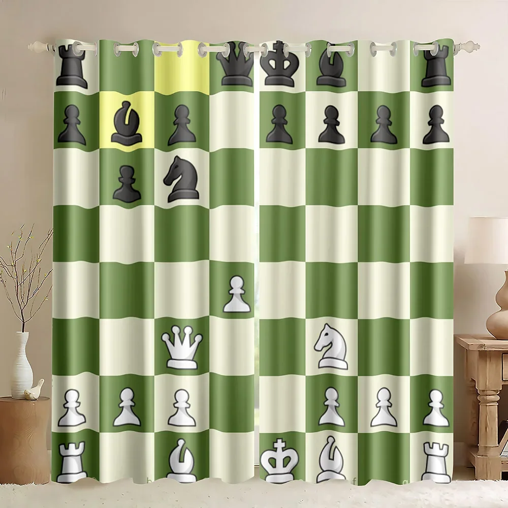 Chessboard  Window Curtains In - Board Game Cafe review and price
